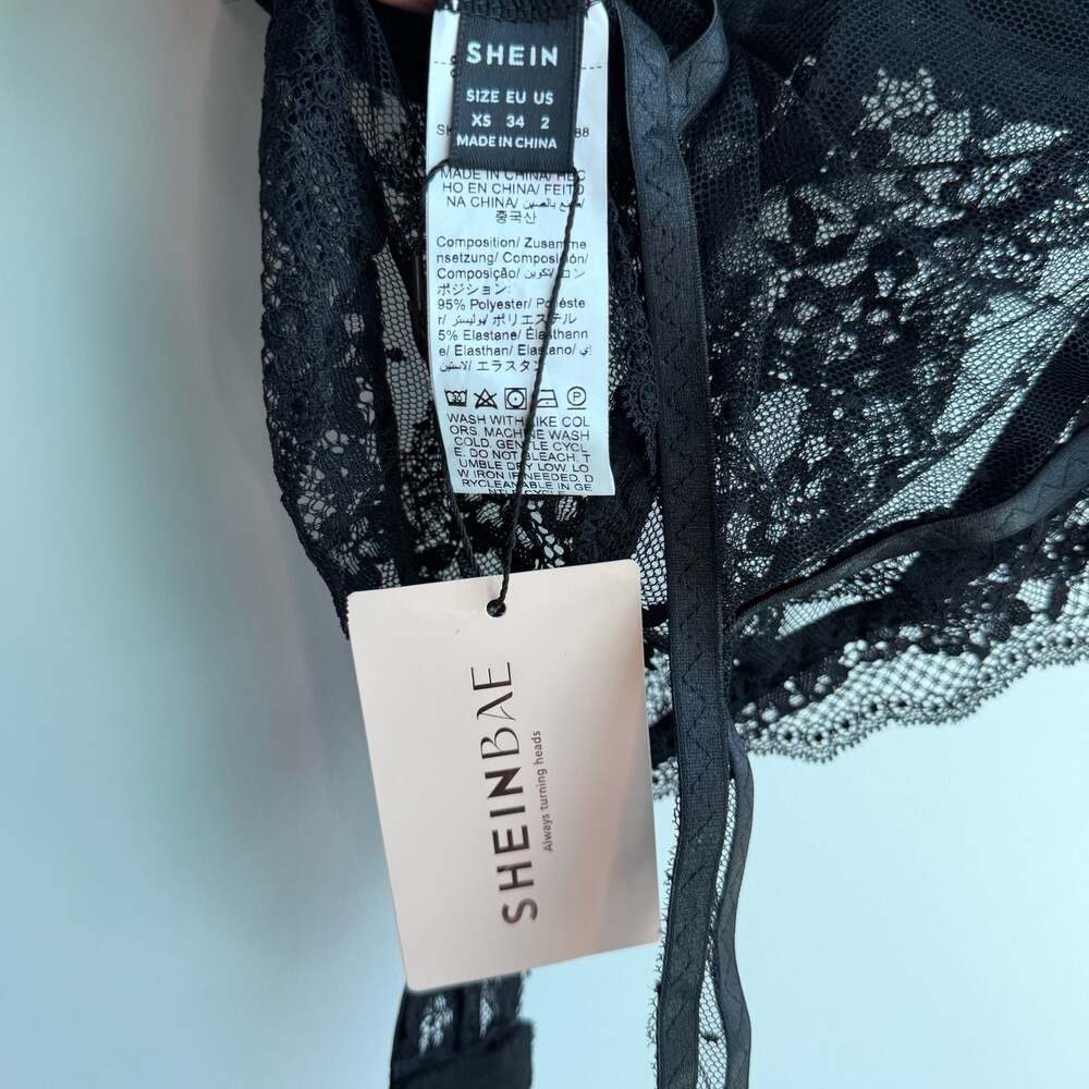 SHEIN Sheinbae Black Lace Corset Bodysuit Size XS - Picture 3 of 3